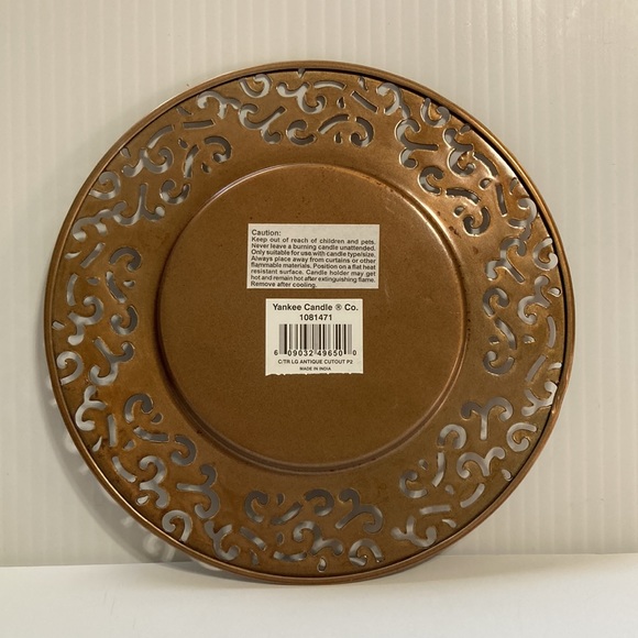 YANKEE CANDLE Brass Metal Candle Plate Dish Swirl Design 7" inch Diameter - Picture 5 of 8